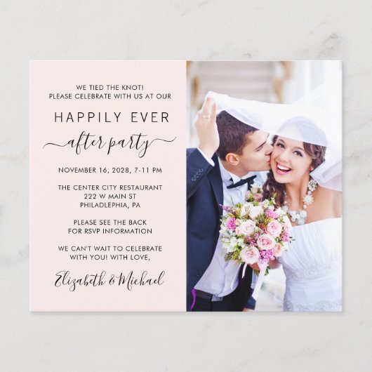 Roze foto QR Code Weddenschappen Reception Invitat (Voorkant)