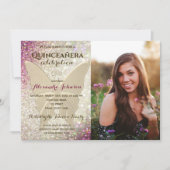 Roze foto Quinceanera 15e verjaardag Kaart (Voorkant)