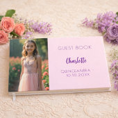 Roze foto Quinceanera Guest Book Gastenboek