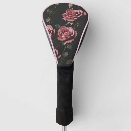 Roze foto realistisch roos golfheadcover (Voorkant)