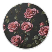 Roze foto realistisch roos keramische knop (Voorkant)