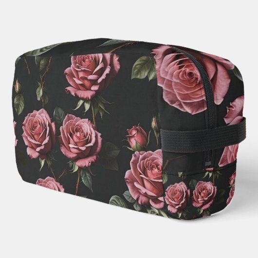 Roze foto realistisch roos toilettasje (Linkerhoek)