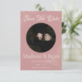 Roze Foto Save the Date Kaart (Staand voorkant)