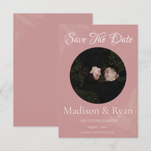 Roze Foto Save the Date Kaart (Voorkant / Achterkant)