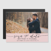 Roze Foto Save the Date Magnetische Uitnodiging (Voorkant / Achterkant)