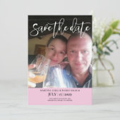 Roze Foto Save the date Uitnodiging (Staand voorkant)