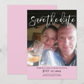 Roze Foto Save the date Uitnodiging (Voorkant / Achterkant)
