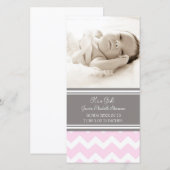 Roze foto Sjabloon Nieuwe babygeboorteaankondiging (Voorkant / Achterkant)