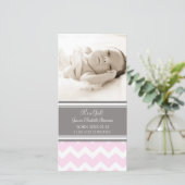 Roze foto Sjabloon Nieuwe babygeboorteaankondiging (Staand voorkant)