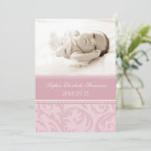 Roze foto Sjabloon Nieuwe babygeboorteaankondiging (Staand voorkant)