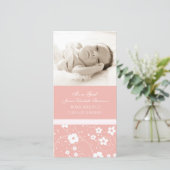 Roze foto Sjabloon Nieuwe babygeboorteaankondiging (Staand voorkant)