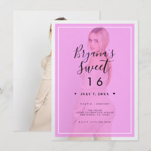 Roze Foto Tint Overlay 2 Modern Minimaal Sweet 16 Kaart