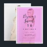 Roze foto Tint Overlay 2 Modern Minimal Sweet 16 Kaart<br><div class="desc">Pas op elke gewenste manier aan. Aan de voor- en achterkant kan een foto worden toegevoegd.</div>