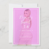 Roze foto Tint Overlay 2 Modern Minimal Sweet 16 Kaart (Voorkant)
