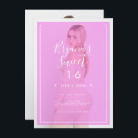 Roze foto Tint Overlay 2 Modern Minimal Sweet 16 Kaart<br><div class="desc">Pas op elke gewenste manier aan. Aan de voor- en achterkant kan een foto worden toegevoegd.</div>