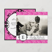 Roze Foto van Birthday Party - Uitnodiging (Voorkant / Achterkant)