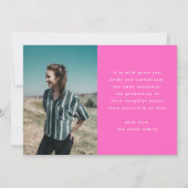 roze foto van een eenvoudige afstudeerder afstuder aankondiging (Achterkant)