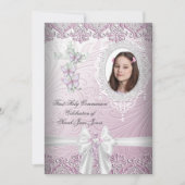  roze foto van Girl First Heilige Commune Kaart (Voorkant)
