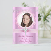  roze foto van Girl First Heilige Commune Kaart (Staand voorkant)