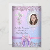  roze foto van Girl First Heilige Commune Kaart (Voorkant)