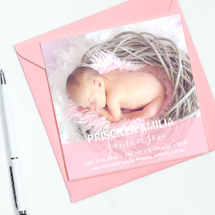 Roze FOTO van Liefje Baby Girl Annountion Pink Aankondiging