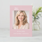 Roze foto verjaardag kaart (Staand voorkant)