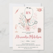 Roze Foto Waterverf Nursing School Afstuderen Kaart (Voorkant)