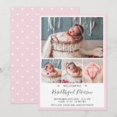 Roze foto Welkom Baby Stats Newborn Girl Birth Aankondiging (Voorkant / Achterkant)