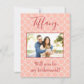 Roze foto Word jij mijn bruidsmeisje? Kaart (Voorkant)