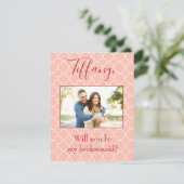 Roze foto Word jij mijn bruidsmeisje? Kaart (Staand voorkant)