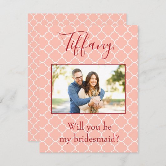 Roze foto Word jij mijn bruidsmeisje? Kaart (Voorkant / Achterkant)