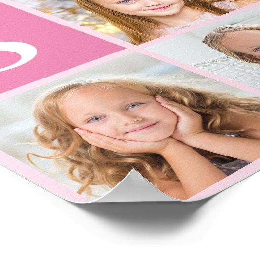 roze fotocollage Aangepast geboortedag Poster (Hoek)