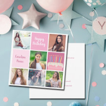 Roze Fotocollage Custom Verjaardagsfeest voor Vrou