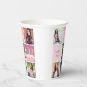 Roze Fotocollage Custom Verjaardagsfeest voor Vrou Papieren Bekers (Rechts)