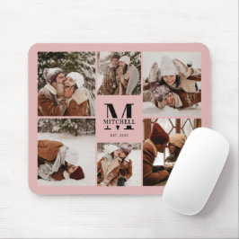 Roze Fotocollage Gepersonaliseerde Monogram Gift Muismat