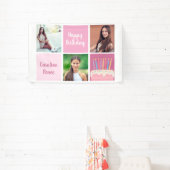 Roze Fotocollage Verjaardagsfeest voor Vrouwen Spandoek (Insitu)