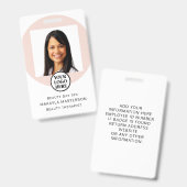 Roze fotologo Personeels-ID Badge (Voor- en achterkant)