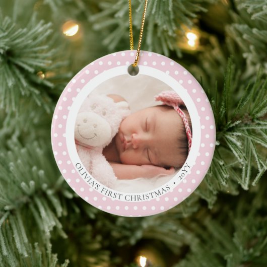 Roze foto's Religieuze baby's 1 Kerstmis Keramisch Ornament (Boom)