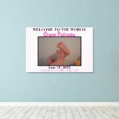 Roze foto's van pasgeboren meisjes Geboorte statis Canvas Afdruk (Insitu (Houten vloer))