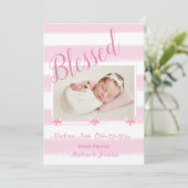 Roze foto's zonder scherpe rand aanpasbaar bevalle aankondiging (Staand voorkant)