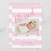 Roze foto's zonder scherpe rand aanpasbaar bevalle aankondiging (Voorkant / Achterkant)