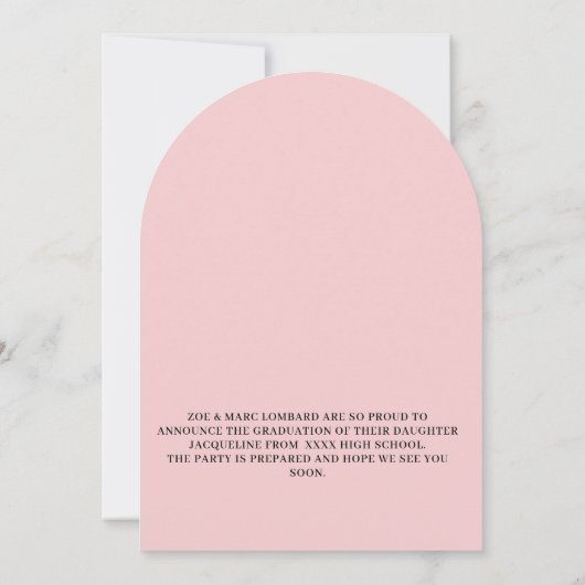 Roze fotoscript afstudeeraankondiging kaart (Achterkant)