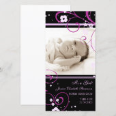 Roze fototemplate nieuwe baby geboorteaankondiging aankondiging (Voorkant / Achterkant)