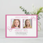 Roze fotouitnodiging voor roze roze kaart (Staand voorkant)