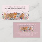 Roze FOX RABBIT LAMB BEER SQUIRREL veterinair Visitekaartje (Voorkant / Achterkant)