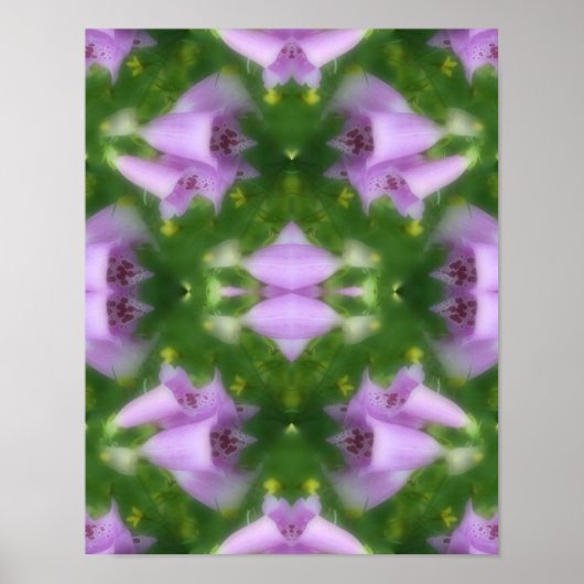 Roze Foxglove Flowers Abstract Poster (Voorkant)