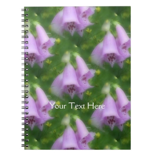Roze Foxglove Flowers Natuur Art Pattern Notitieboek (Voorkant)