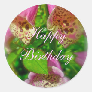 Roze Foxhandschoenen Happy Birthday Sticker