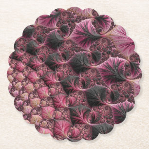 Roze fractal kartonnen onderzetters