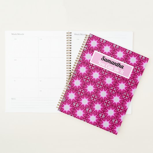 Roze Fractal mandala - bloemen gepersonaliseerd Planner (Display)